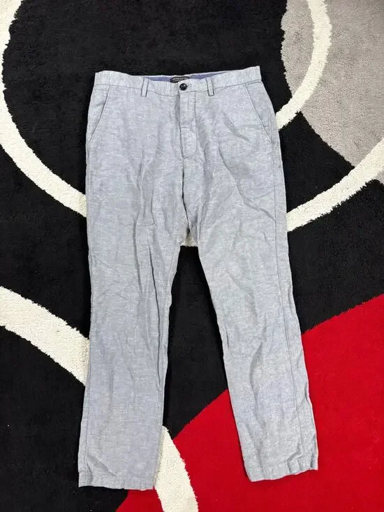 Banana Republic Pants Mens 33x32 Gray Linen Kentfield Pant Blend Casual Beach