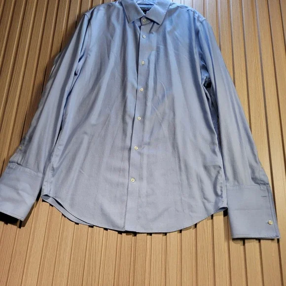 Banana Republic Mens Non-Iron Slim Fit Dress Shirt Blue French Cuff Large L