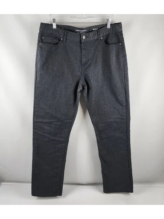 Banana Republic Jean Men 36x31 Charcoal Heather Gray Slim Travel Pant
