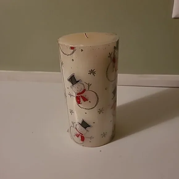 Snowman Pillar Candle