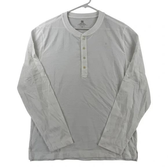 Banana Republic Shirt Mens Medium White Henley Long Sleeve T-Shirt Tagless NWT