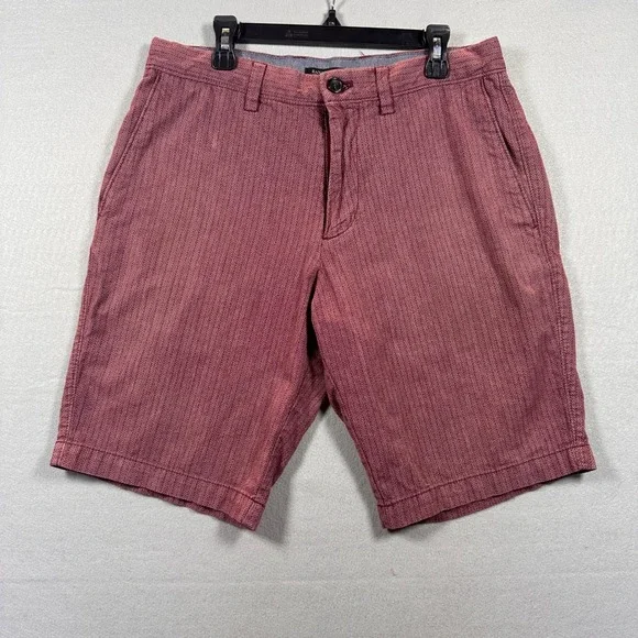 Banana Republic Mens 30 Burgundy Herringbone Shorts Red Casual Cotton