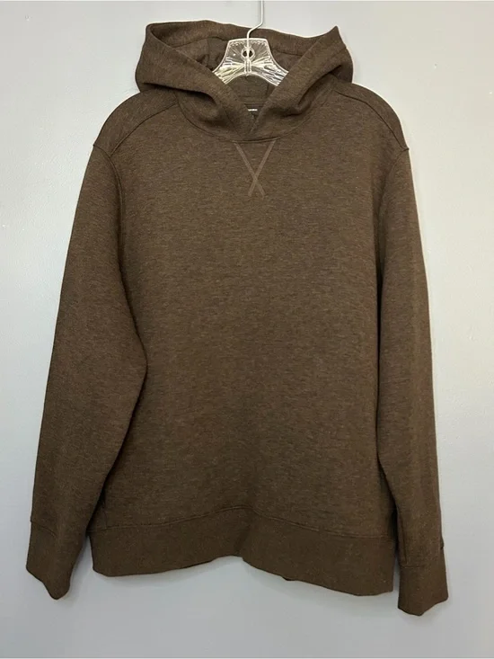 Banana Republic Scuba Hoodie Mens L Brown Heather Fleece Pullover Sweatshirt