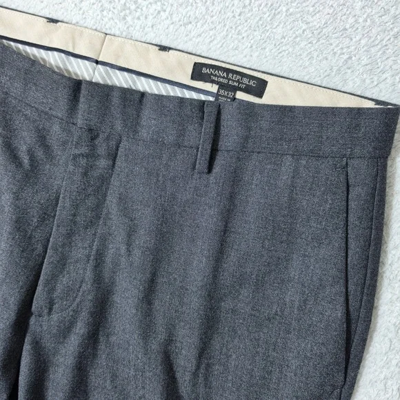 Banana Republic Dress Pants Mens 35/32 Grey Stretch Tailored Slim Fit Flannel