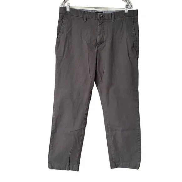 Banana Republic Mens Emerson Cotton Chino Khakis Dark-Steel Gray 36