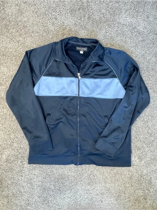 Banana Republic Navy and Light Blue Zip-Up Track Sweater