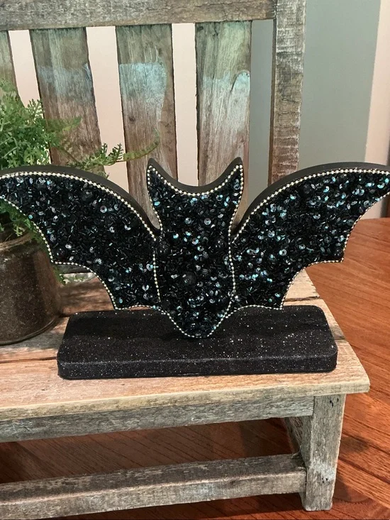Halloween Beaded Black Bat