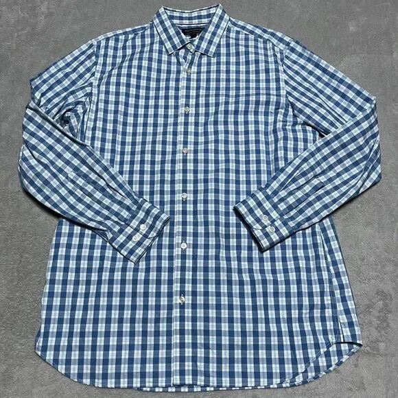 Banana Republic Shirt Mens Large‎ Blue Plaid Long Sleeve Button Front Preppy