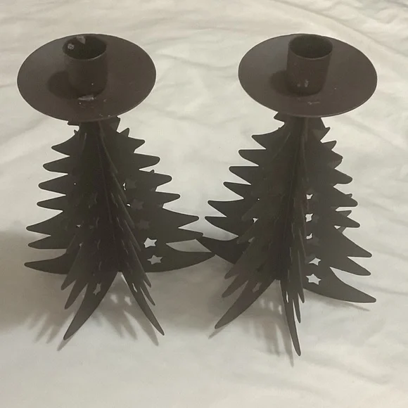 Eddie Bauer Brown Metal Tree Candle Holders
