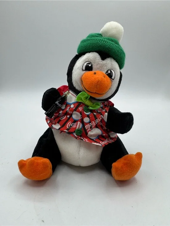 1999 Coca Cola Penguin Beanie Doll with Coke Bottle and mini Coke Bottle