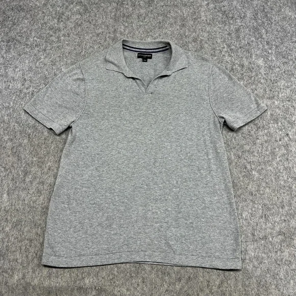 Banana Republic Polo Shirt Mens S Gray V Neck Casual Knit Soft Preppy Modern