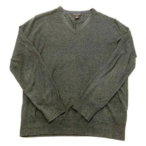 Banana Republic Silk Cotton Cashmere‎ Sweater V-Neck Mens L Green Gray
