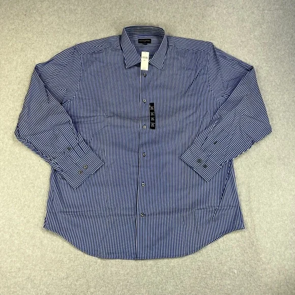 Banana Republic Dress Shirt Blue White Striped Mens 18-18.5 Button Down $50