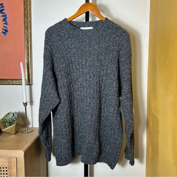 Banana Republic Vintage Men's Wool Cashmere‎ Sweater Ribbed Charcoal Gray Size L
