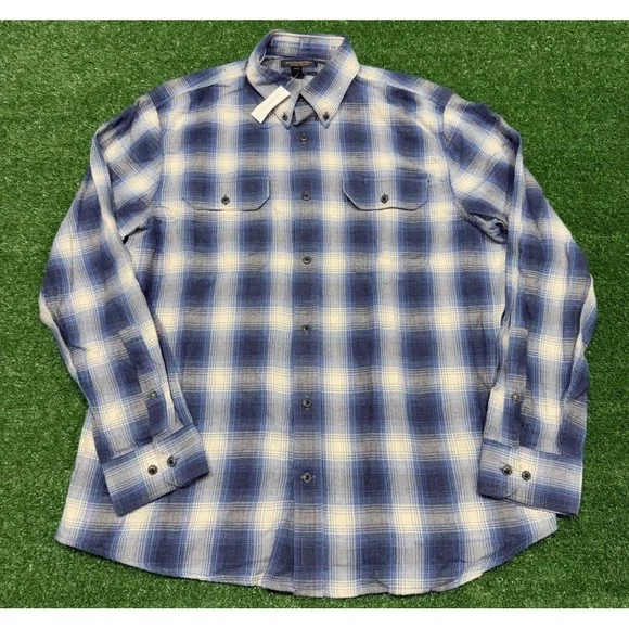 NWT Banana Republic Men's Standard Fit Organic Cotton Flannel Plaid Shirt L $90