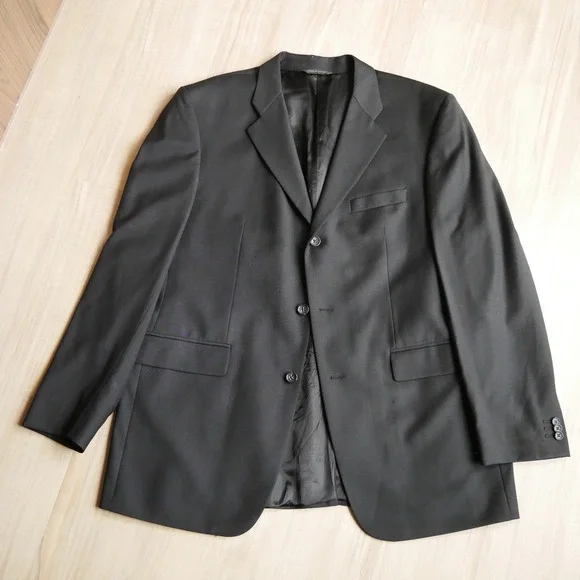Banana Republic Modern Mens 46R Black 100% Wool 3-Button Suit Jacket Blazer