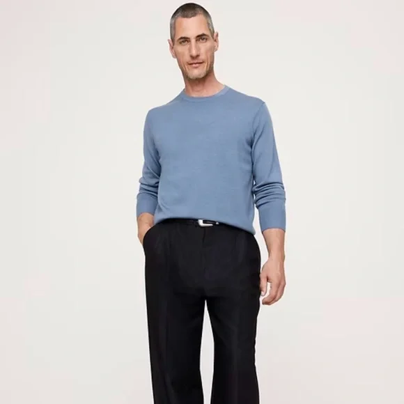 Banana Republic Men’s Baruffa Italian Merino Wool Crew Neck Blue Sweater L