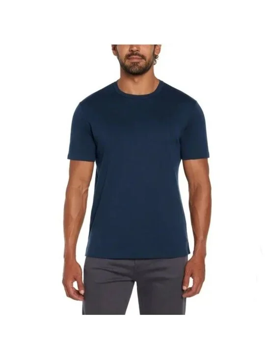 NWOT Banana Republic Luxe Touch Tee Men's L Navy Blue Cotton Short Sleeve Shirt