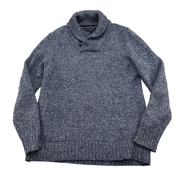 Banana Republic Sweater Men Large Blue White Marled Grandpa Preppy Wool Classic