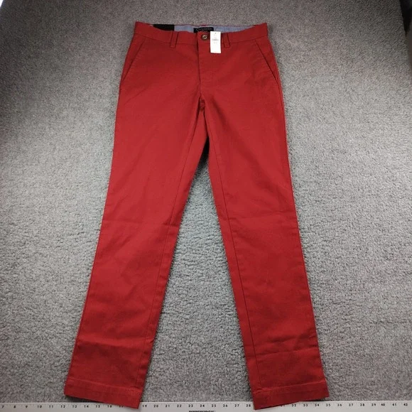 Banana Republic Aiden Slim Fit Stretch Chino Pants Red 28x30 Preppy Office NWT