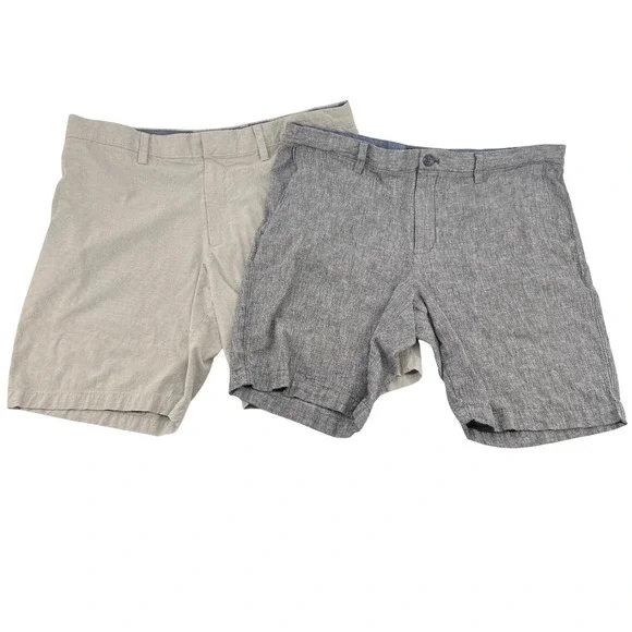 Banana Republic Aiden Shorts Mens 36 Grey Khaki Bundle 2 Pairs‎