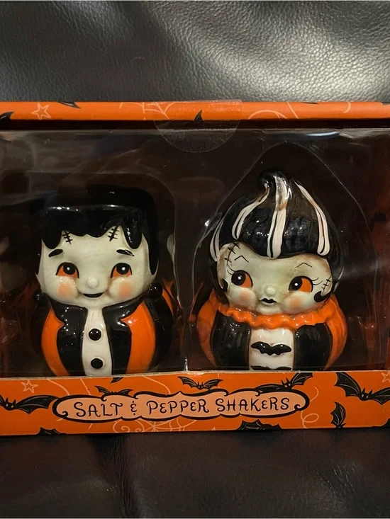 Halloween Johanna Parker Mr and Mrs Frankenstein Salt and Pepper Shakers