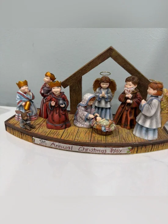 Holiday Nativity Figurine Set - Red, Blue, Brown