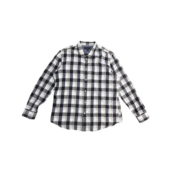 Banana Republic Shirt Mens Large Blue Check Long Sleeve Button Front Casual