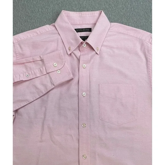 Banana Republic Shirt Mens Medium Pink 100% Cotton Grant Fit Oxford OCBD