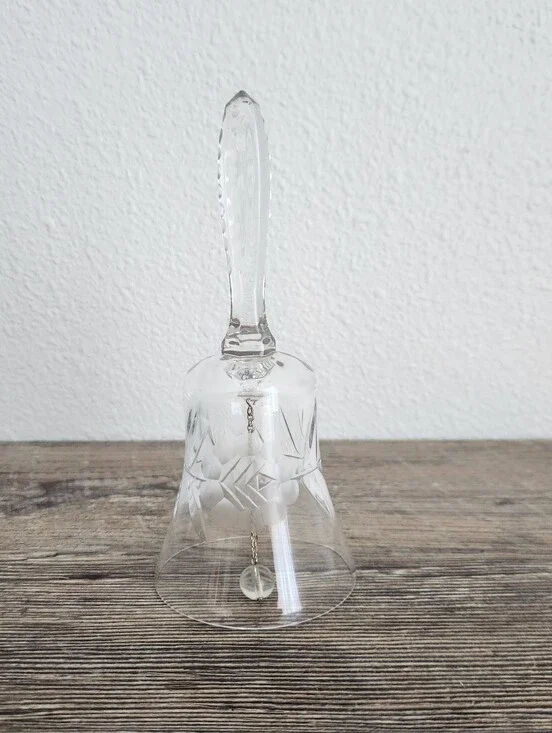 Cear Glass Cut Crystal Hand Bell -