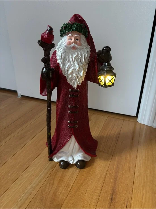 Classic Red Santa with Lantern Holiday Figurine