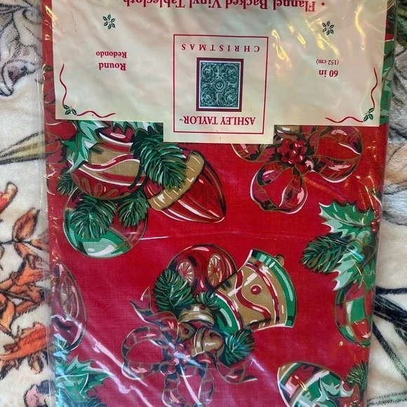Red and Green vintage Christmas Tablecloth