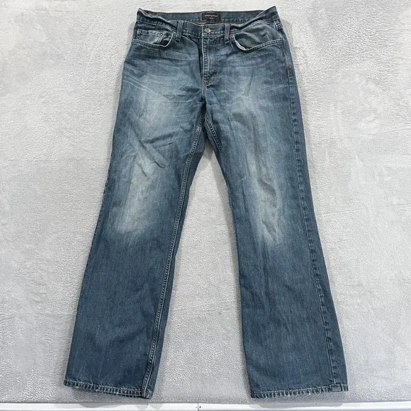 Banana Republic‎ Men 35x34 (fit 34x33) Relaxed Straight Jeans Blue Fade Western