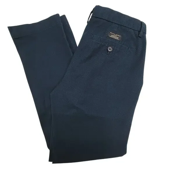 Banana Republic Aiden Chino Pants 30x30 Teal Green Micro Print Stretch Men's