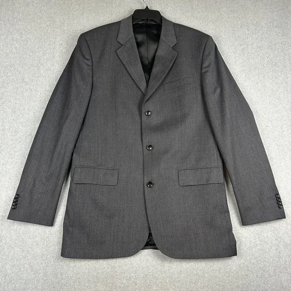 Banana Republic Suit Jacket Mens 42L Gray Wool 3 Button Notch Lapel Business
