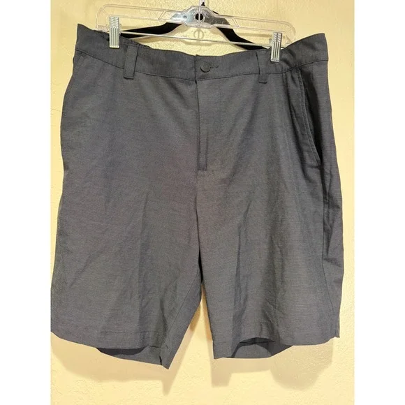 Banana Republic Core Temp Mens Shorts Charcoal Gray Micro Stripe Elastic Back 37