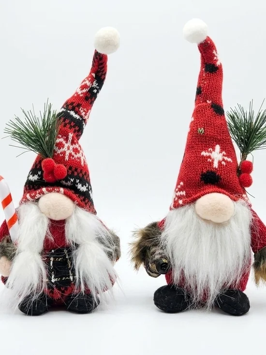 Festive Red Nordic Gnome Holiday Figurines