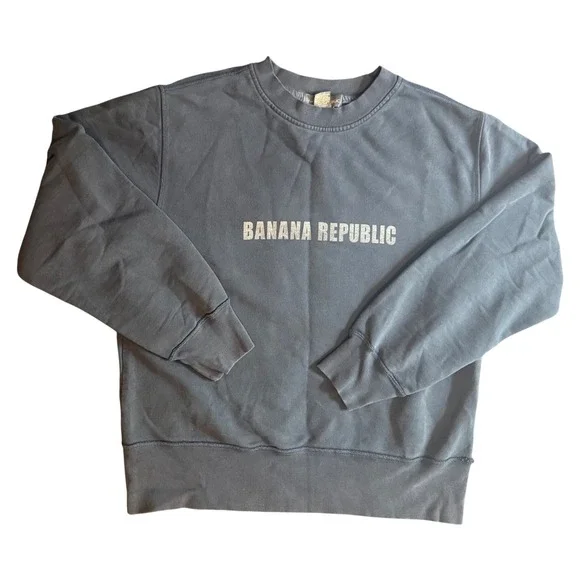 Banana Republic Logo Sweatshirt Mens Medium Blue Vintage Faded Crewneck Pullover