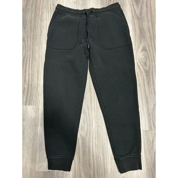 Banana Republic Mens Fleece Jogger Sweatpants Cotton Poly M Black Solid Pockets