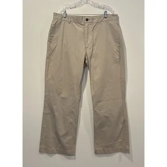 Banana Republic Beige Striped Cotton Relaxed Fit Chino‎ Pants Mens 36X30