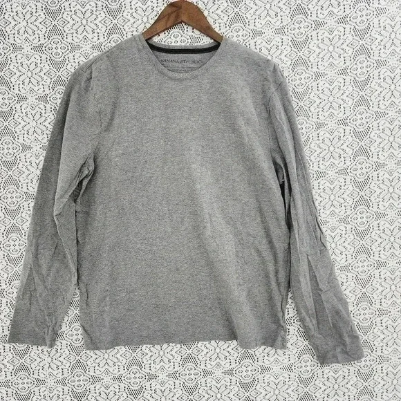 Banana Republic Long sleeve Crew neck T Shirt Men's L Gray