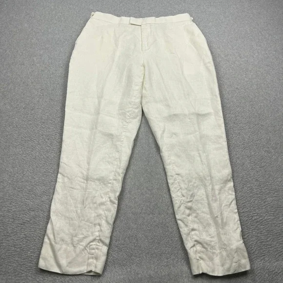Banana Republic Pants Mens 36x34 (34x29) White Tailored 100% Linen Dress Trouser