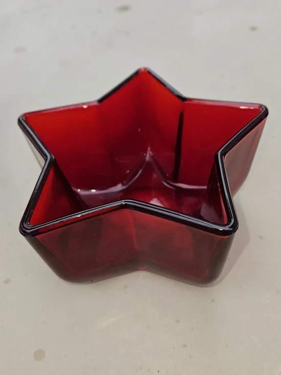 Ruby Red Vintage Red Star Glass Dish