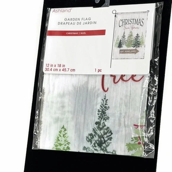 Christmas Garden Flag Green Trees 12” x 18”