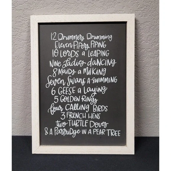 The Twelve Days of Christmas Hanging Sign Chalkboard Style Christmas Decor 9x11