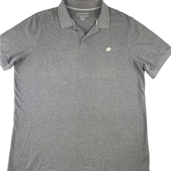 Banana Republic Mens XL Elephant Pique Polo Shirt Charcoal Heather Gray
