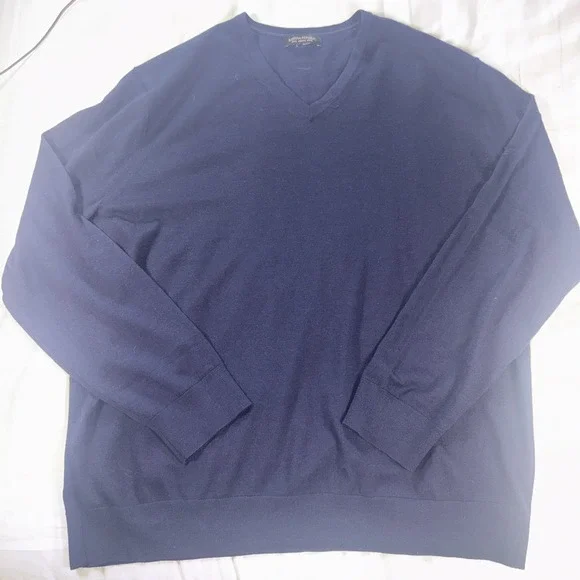 Banana‎ Republic Men's Extra Fine Italian Merino Wool XXL Royal Blue V-Neck