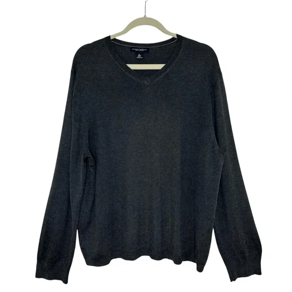 Banana Republic Silk Cashmere Charcoal‎ Luxury V Neck Versatile Sweater XL