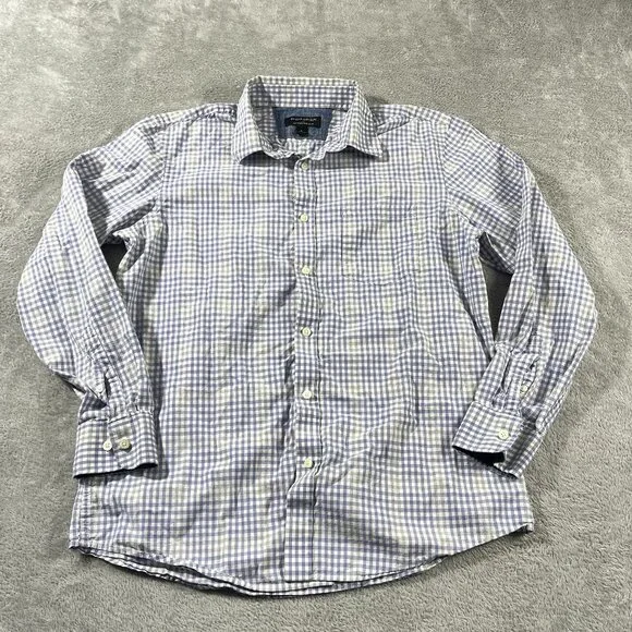 Banana Republic L Men Soft Wash Standard Fit Button Down Purple‎ Plaid Casual