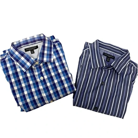Banana Republic Long Sleeve Button Front Shirt Men Xl Slim Fit Lot /2 Non Iron